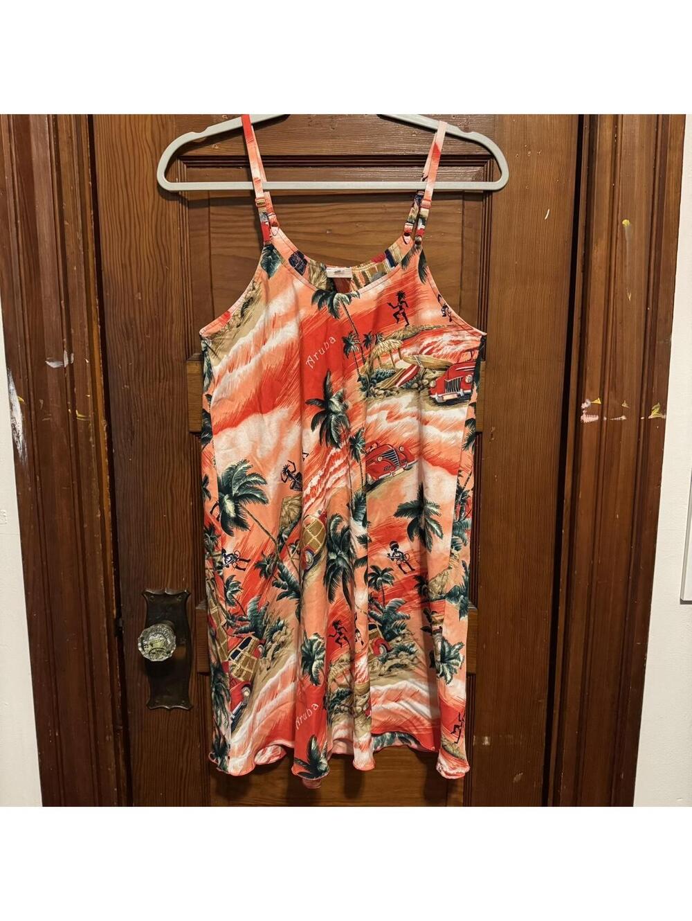 Rima red hawaiian-style mini dress with adjustable straps